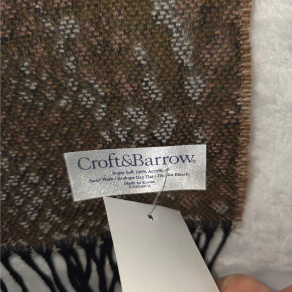Croft & Barrow Scarf Taupe Brown Acrylic Knit Fringe Winter Cozy Classiccore - Picture 4 of 4